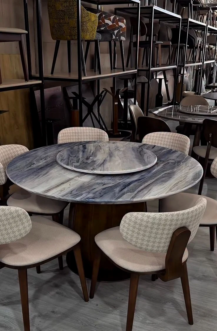 Azure Marble Round Dining Table görünüş 2