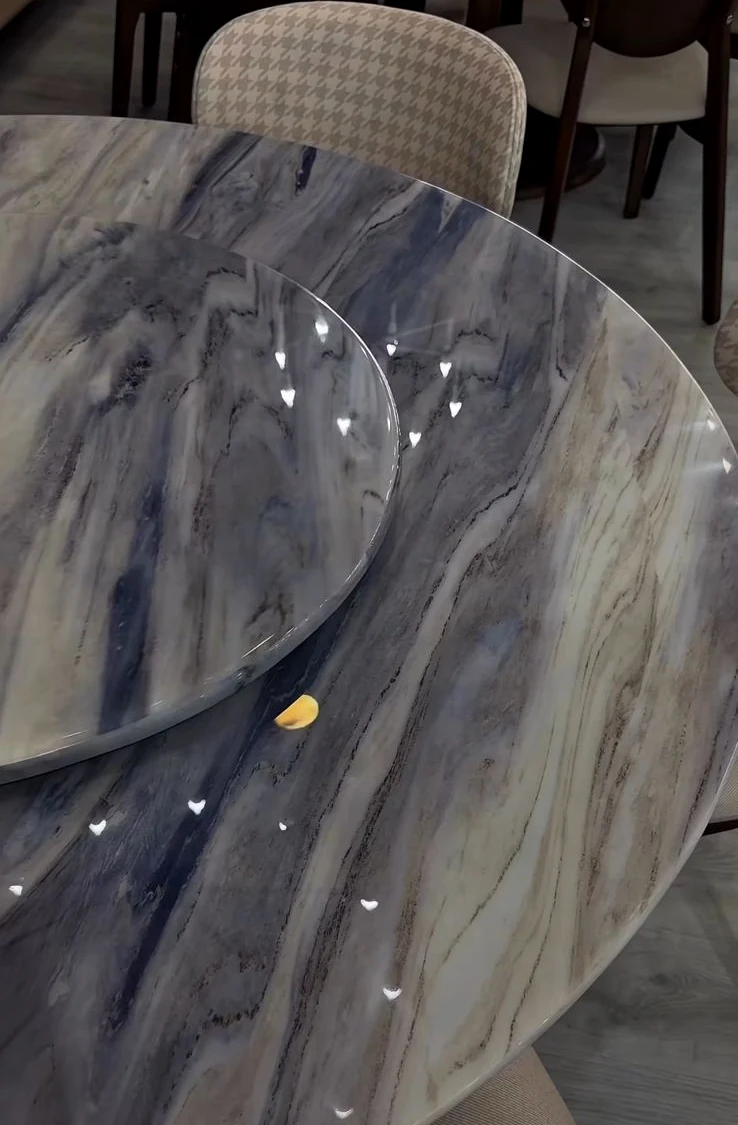Azure Marble Round Dining Table görünüş 3