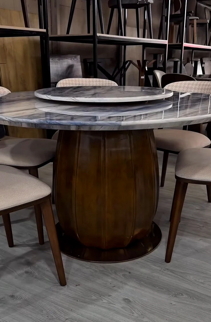 Azure Marble Round Dining Table görünüş 5